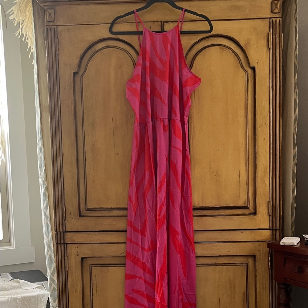 Pink and Red Striped Women's Dress